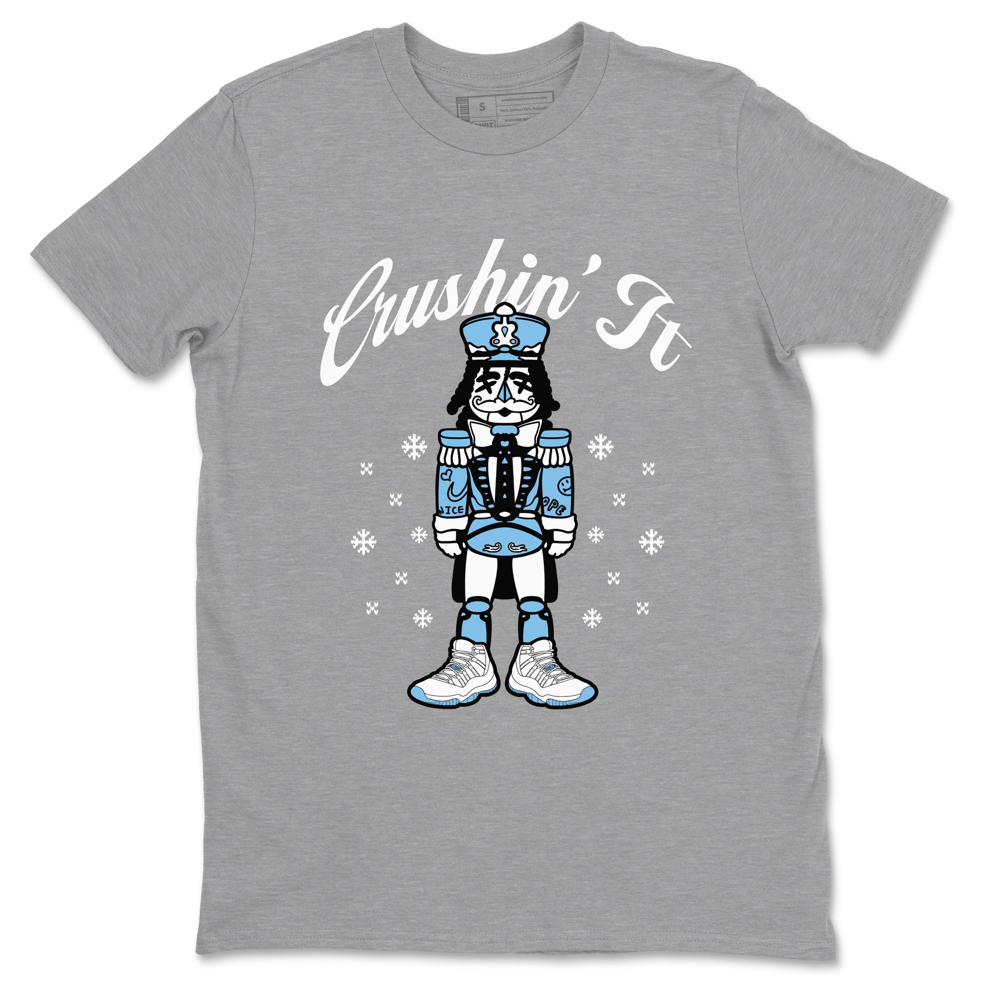 11s Legend Blue (Columbia) shirts to match jordans Crushin' It sneaker match tees Air Jordan 11 Retro Legend Blue match shoes to clothes SNRT Sneaker Tees unisex cotton Heather Grey 2 shirts