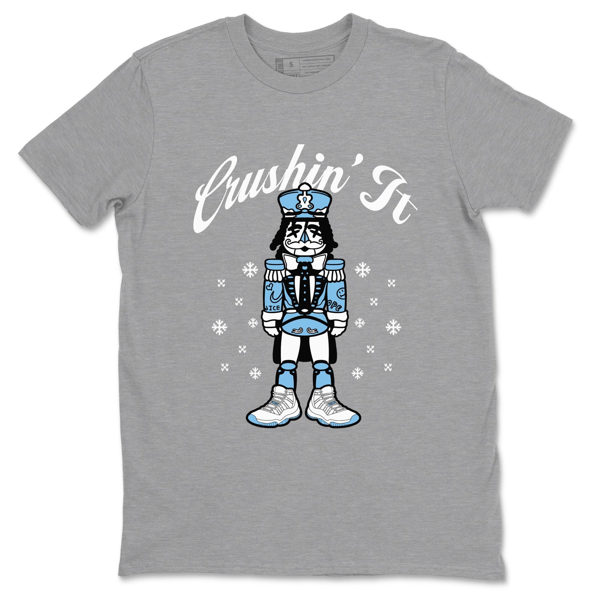 11s Legend Blue (Columbia) shirts to match jordans Crushin' It sneaker match tees Air Jordan 11 Retro Legend Blue match shoes to clothes SNRT Sneaker Tees unisex cotton Heather Grey 2 shirts