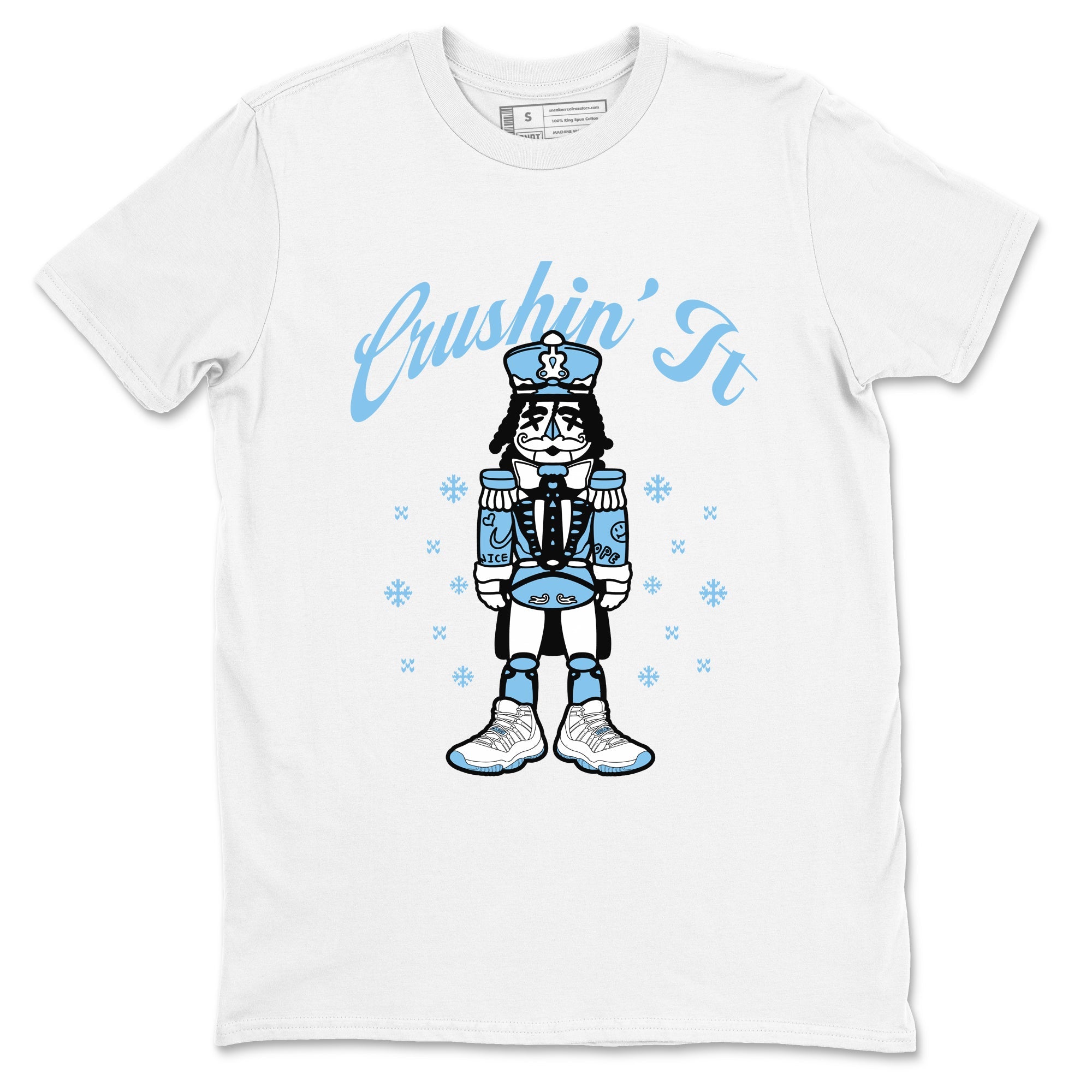 11s Legend Blue (Columbia) shirts to match jordans Crushin' It sneaker match tees Air Jordan 11 Retro Legend Blue match shoes to clothes SNRT Sneaker Tees unisex cotton White 2 shirts