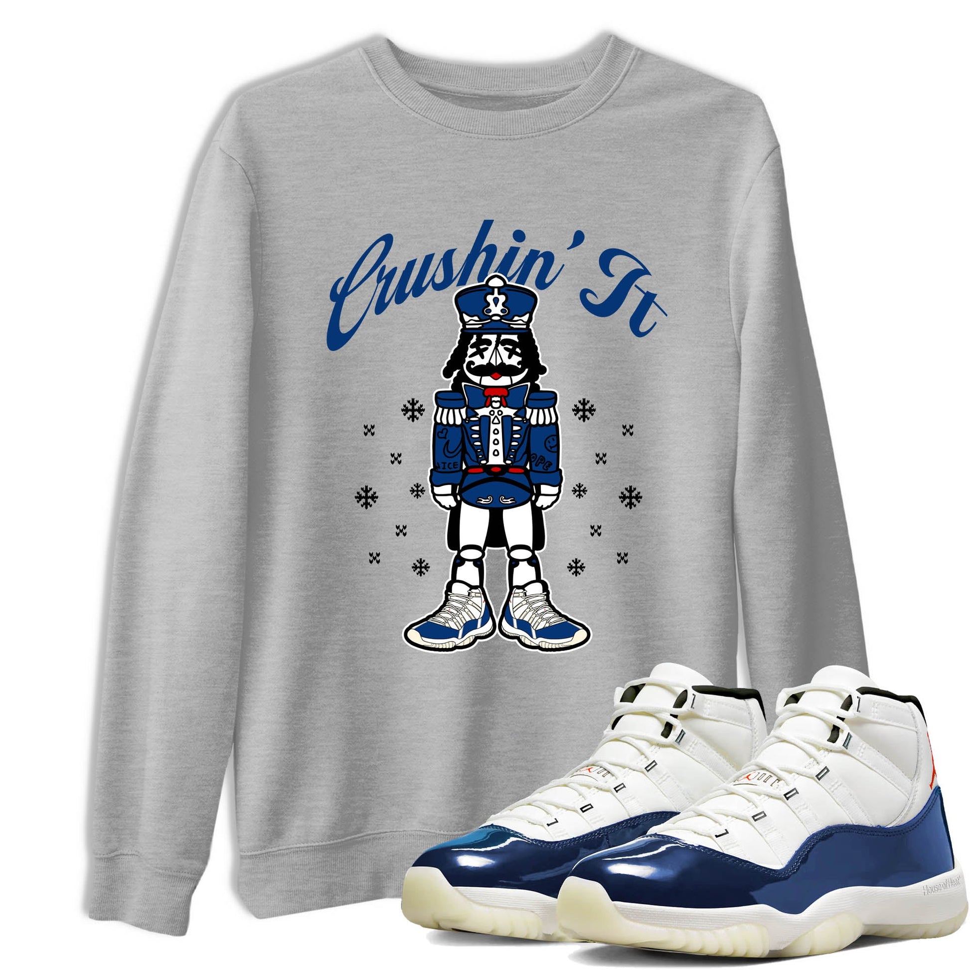 Sneaker Threads – Sneaker Tees To Match Air Jordan 11 Rare Air – Crushin' It Graphic Tee Heather Grey 1. Perfect for Jordan releases 2025 colorways.