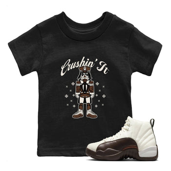 AJ12 Baroque Brown shirts to match jordans Crushin' It best t shirts to wear with jordans SoleFly x Jordan 12 Baroque Brown match shoes to clothes SNRT Sneaker Tees Youth Baby Black 1 tee