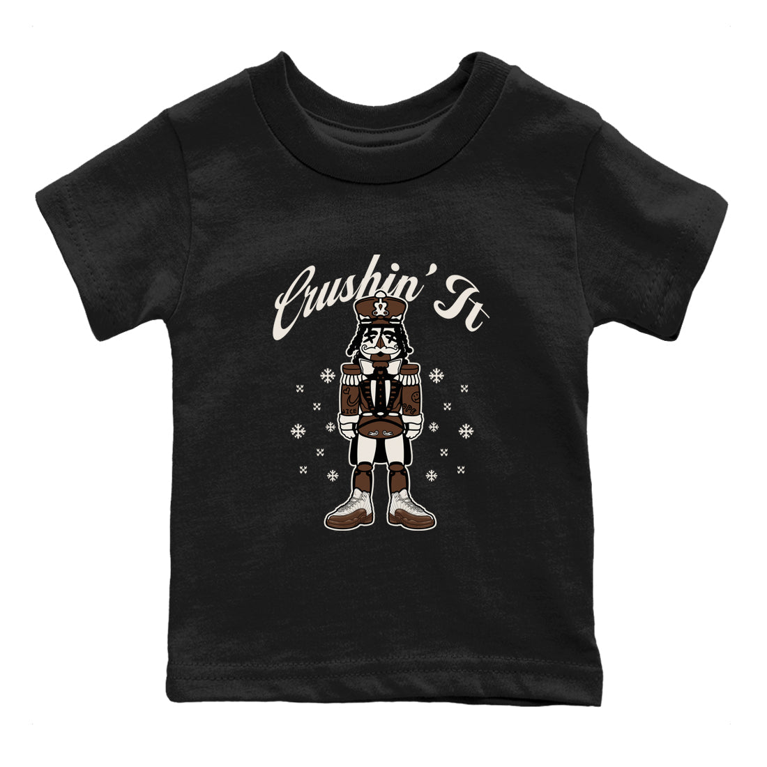 AJ12 Baroque Brown shirts to match jordans Crushin' It best t shirts to wear with jordans SoleFly x Jordan 12 Baroque Brown match shoes to clothes SNRT Sneaker Tees Youth Baby Black 2 tee