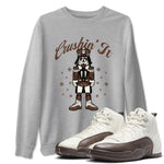 AJ12 Baroque Brown shirts to match jordans Crushin' It best t shirts to wear with jordans SoleFly x Jordan 12 Baroque Brown match shoes to clothes SNRT Sneaker Tees unisex cotton Heather Grey 1 shirts