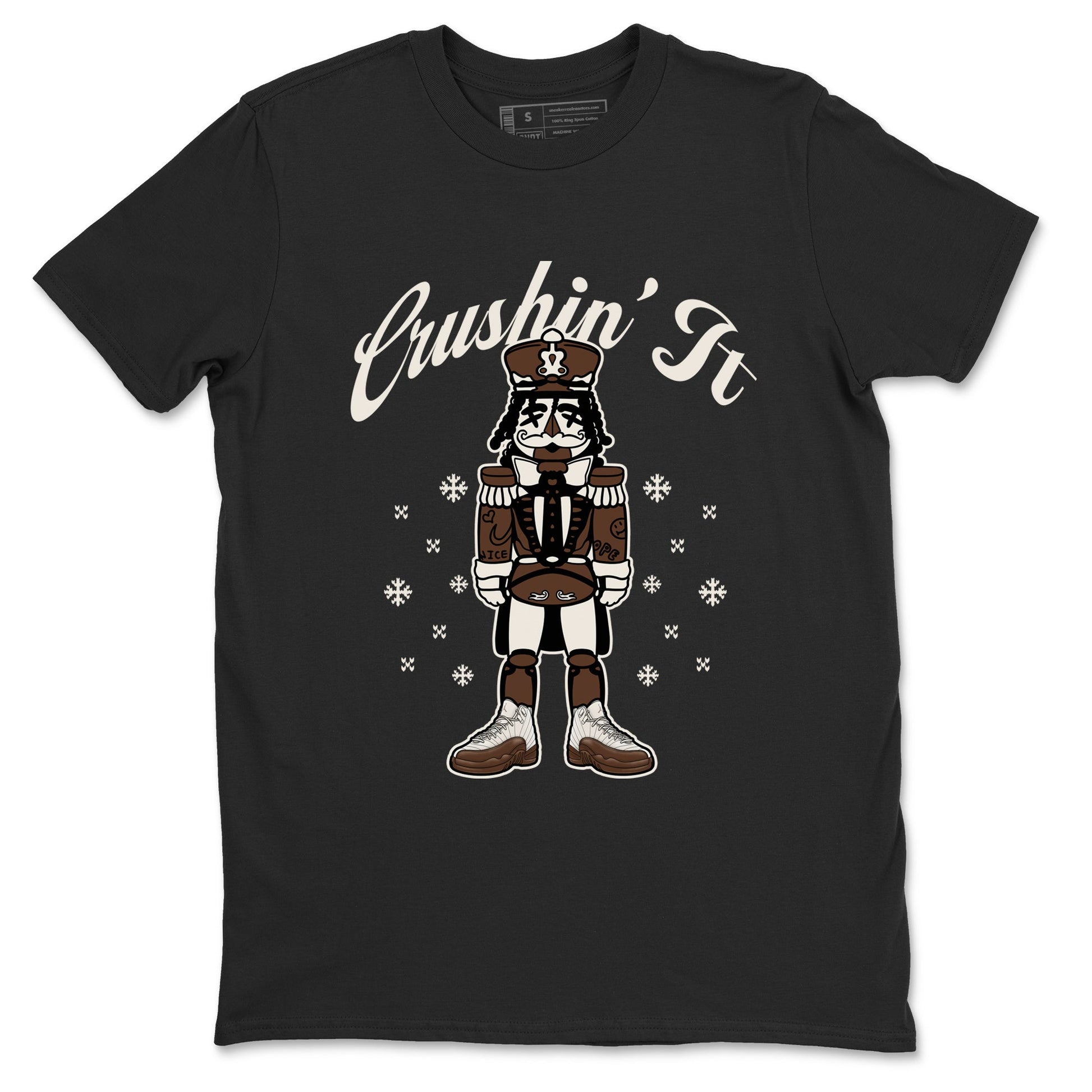 AJ12 Baroque Brown shirts to match jordans Crushin' It best t shirts to wear with jordans SoleFly x Jordan 12 Baroque Brown match shoes to clothes SNRT Sneaker Tees unisex cotton Black 2 shirts