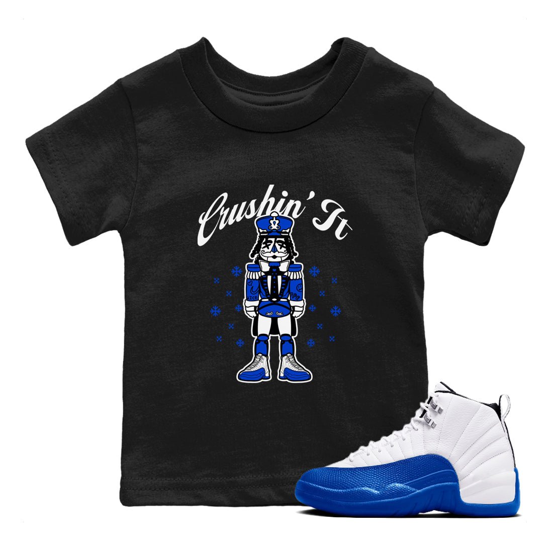 12s Game Royal t shirts to match sneakers Crushin' It Christmas Tee  Blueberry 12s shirt SNRT Sneaker Tees Youth Baby Black 1 tee