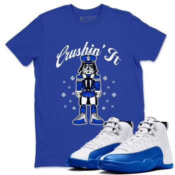 12s Game Royal t shirts to match sneakers Crushin' It Christmas Tee  Blueberry 12s shirt SNRT Sneaker Tees unisex cotton Royal Blue 1 shirts