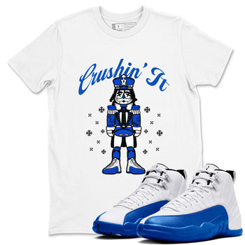12s Game Royal t shirts to match sneakers Crushin' It Christmas Tee  Blueberry 12s shirt SNRT Sneaker Tees unisex cotton White 1 shirts