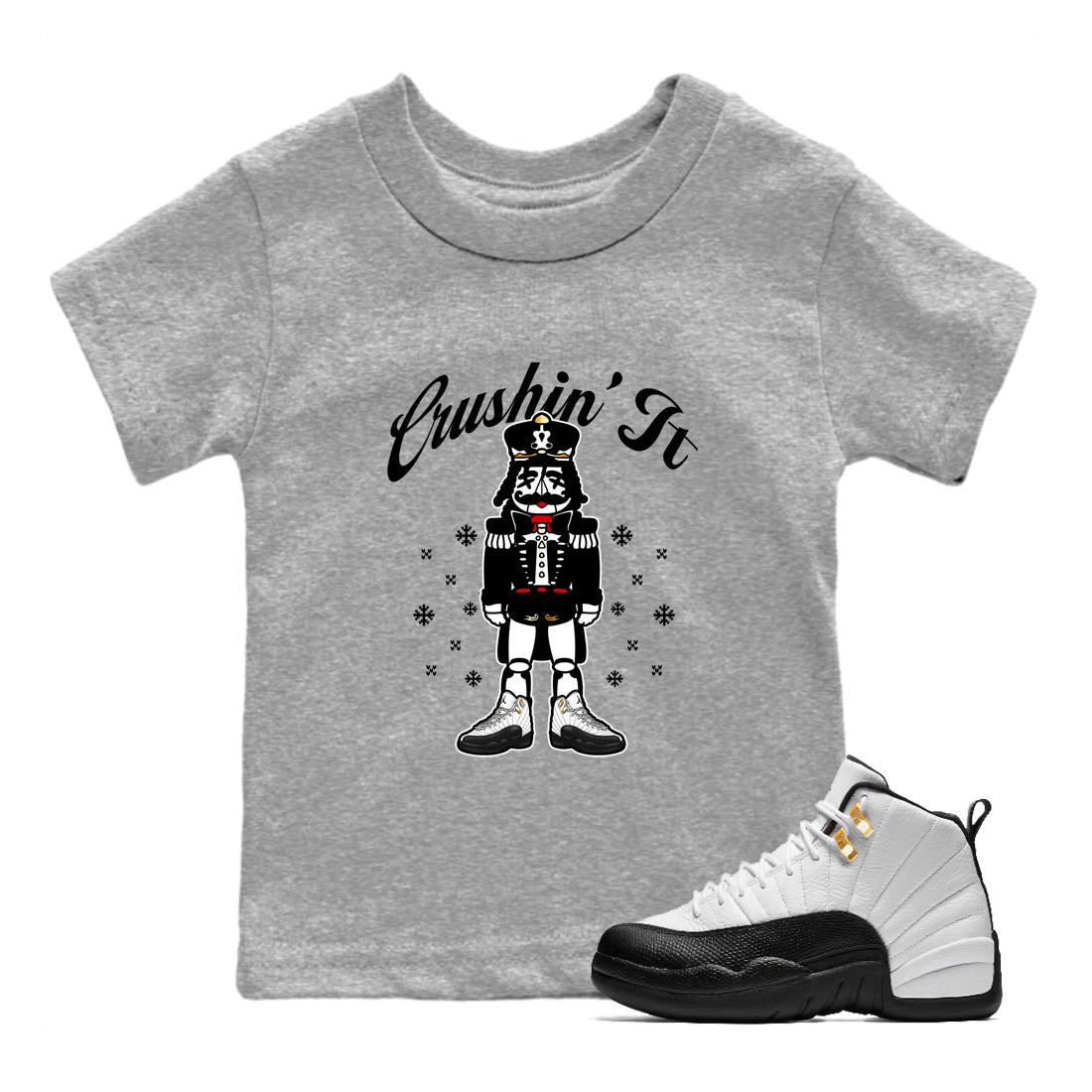 Sneaker Threads – Sneaker Tees To Match Air Jordan 12 Taxi – Crushin' It Youth Graphic Tee Heather Grey 1. Perfect for Jordan releases 2025 colorways.