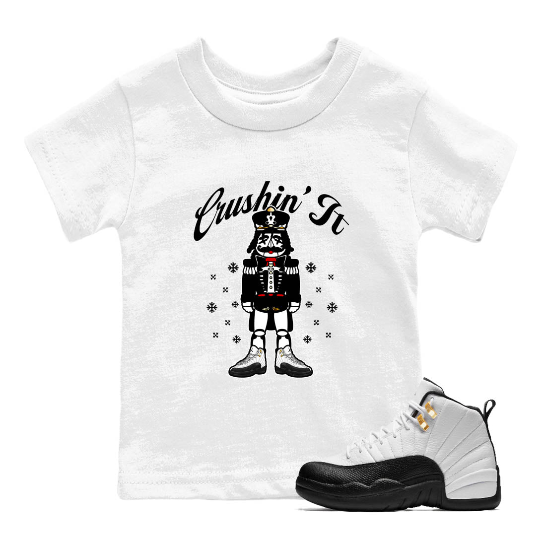 Sneaker Threads – Sneaker Tees To Match Air Jordan 12 Taxi – Crushin' It Youth Graphic Tee White 1. Perfect for Jordan releases 2025 colorways.