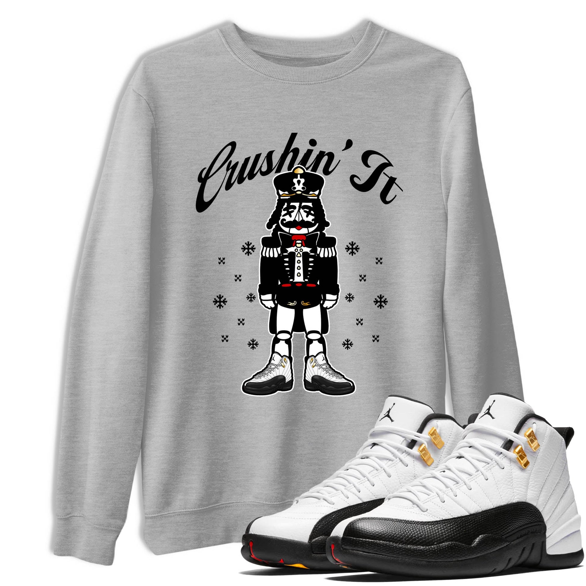 Sneaker Threads – Sneaker Tees To Match Air Jordan 12 Taxi – Crushin' It Graphic Tee Heather Grey 1. Perfect for Jordan releases 2025 colorways.