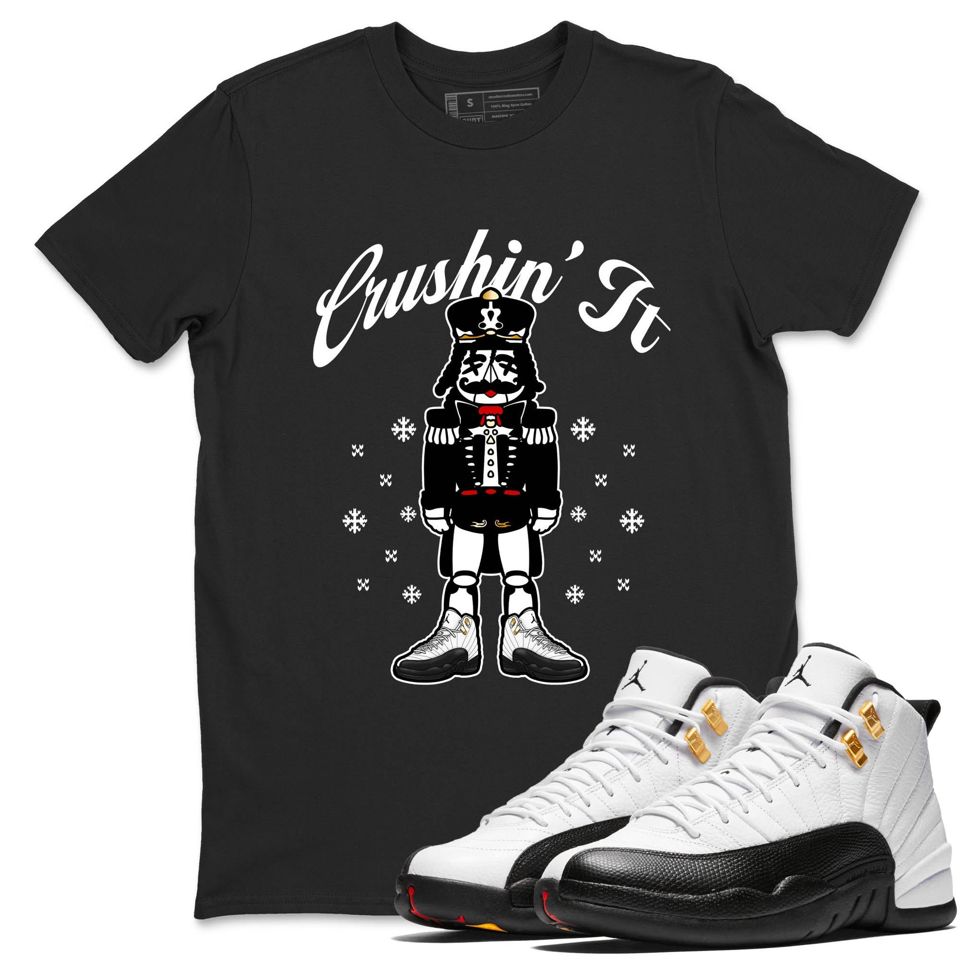 Sneaker Threads – Sneaker Tees To Match Air Jordan 12 Taxi – Crushin' It Graphic Tee Black 1. Perfect for Jordan releases 2025 colorways.