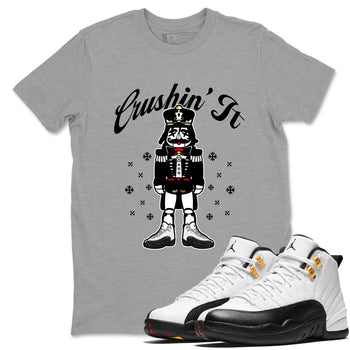 Sneaker Threads – Sneaker Tees To Match Air Jordan 12 Taxi – Crushin' It Graphic Tee Heather Grey 1. Perfect for Jordan releases 2025 colorways.