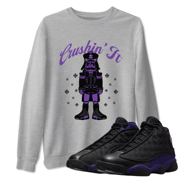 13s Court Purple shirts to match jordans Crushin' It t shirts to match sneakers Air Jordan 13 Retro Court Purple match shoes to clothes SNRT Sneaker Tees unisex cotton Heather Grey 1 shirts