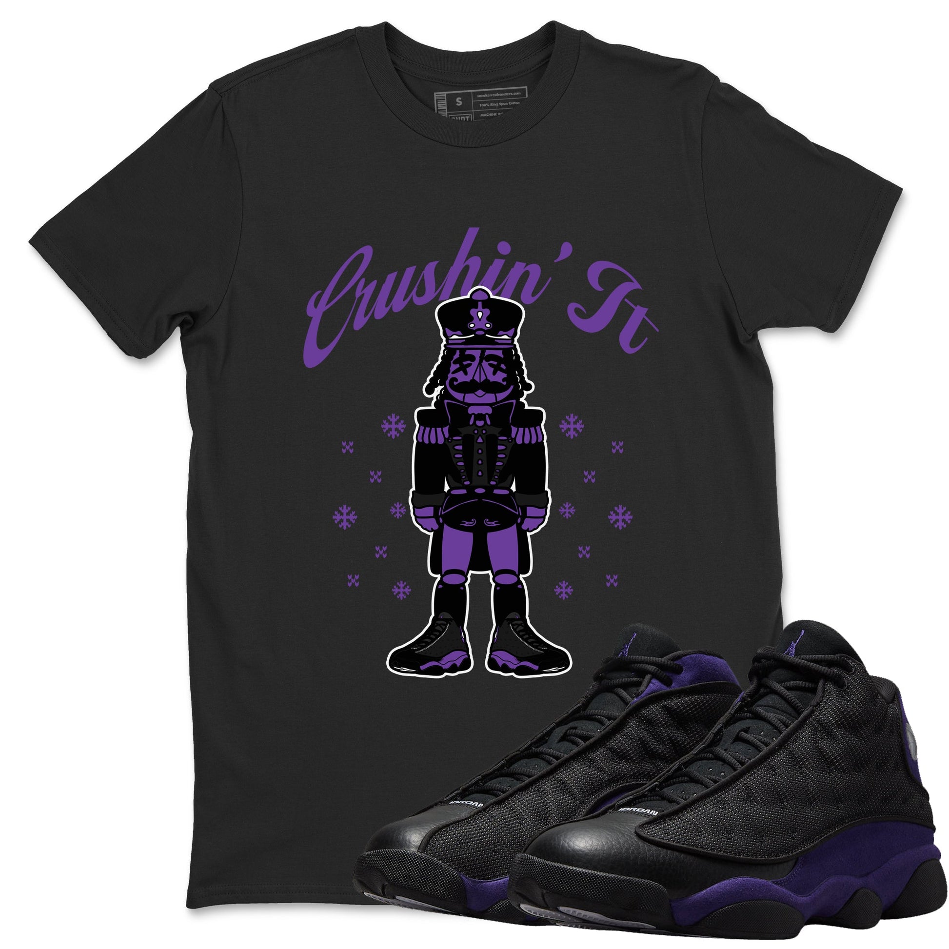 13s Court Purple shirts to match jordans Crushin' It t shirts to match sneakers Air Jordan 13 Retro Court Purple match shoes to clothes SNRT Sneaker Tees unisex cotton Black 1 shirts