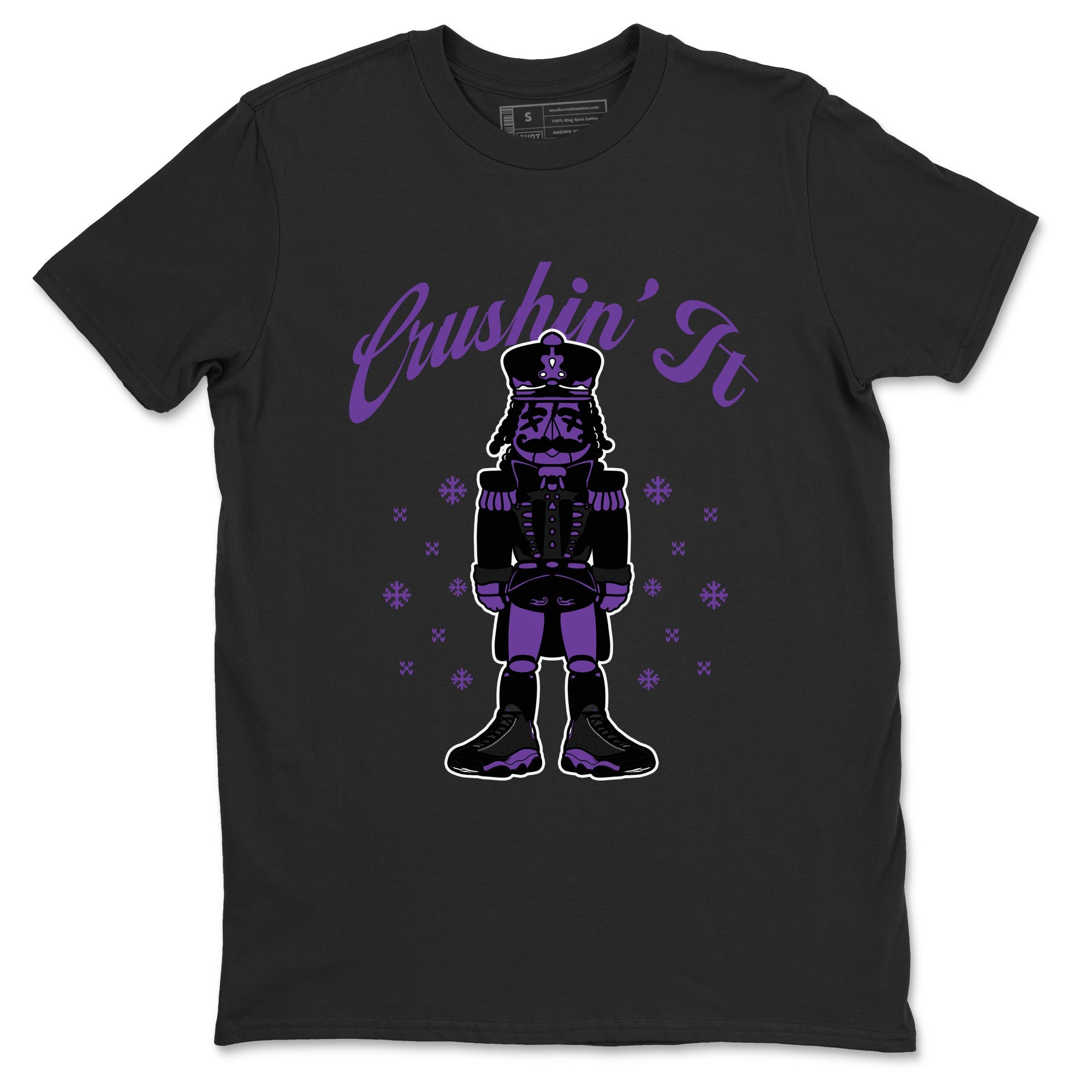 13s Court Purple shirts to match jordans Crushin' It t shirts to match sneakers Air Jordan 13 Retro Court Purple match shoes to clothes SNRT Sneaker Tees unisex cotton Black 2 shirts