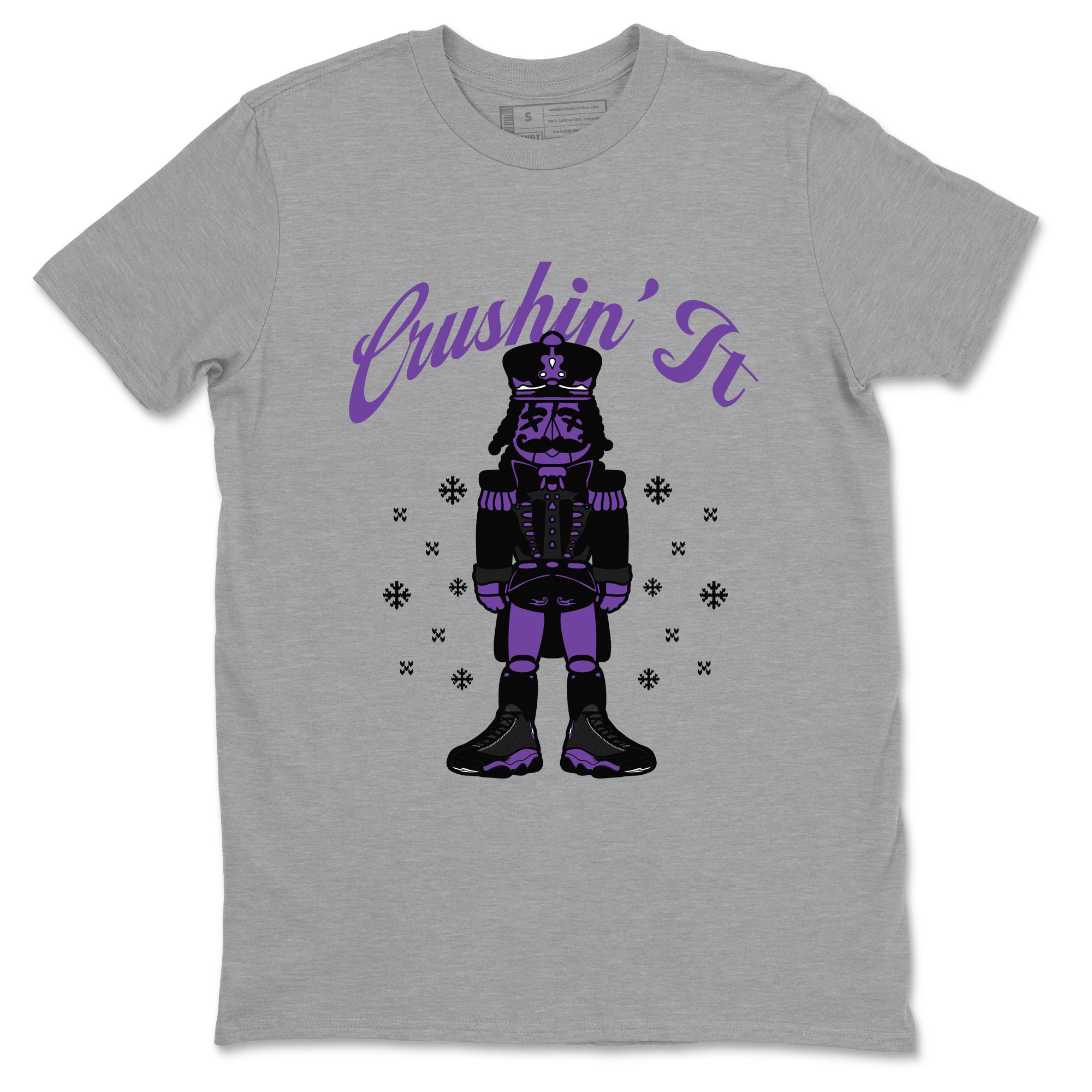 13s Court Purple shirts to match jordans Crushin' It t shirts to match sneakers Air Jordan 13 Retro Court Purple match shoes to clothes SNRT Sneaker Tees unisex cotton Heather Grey 2 shirts