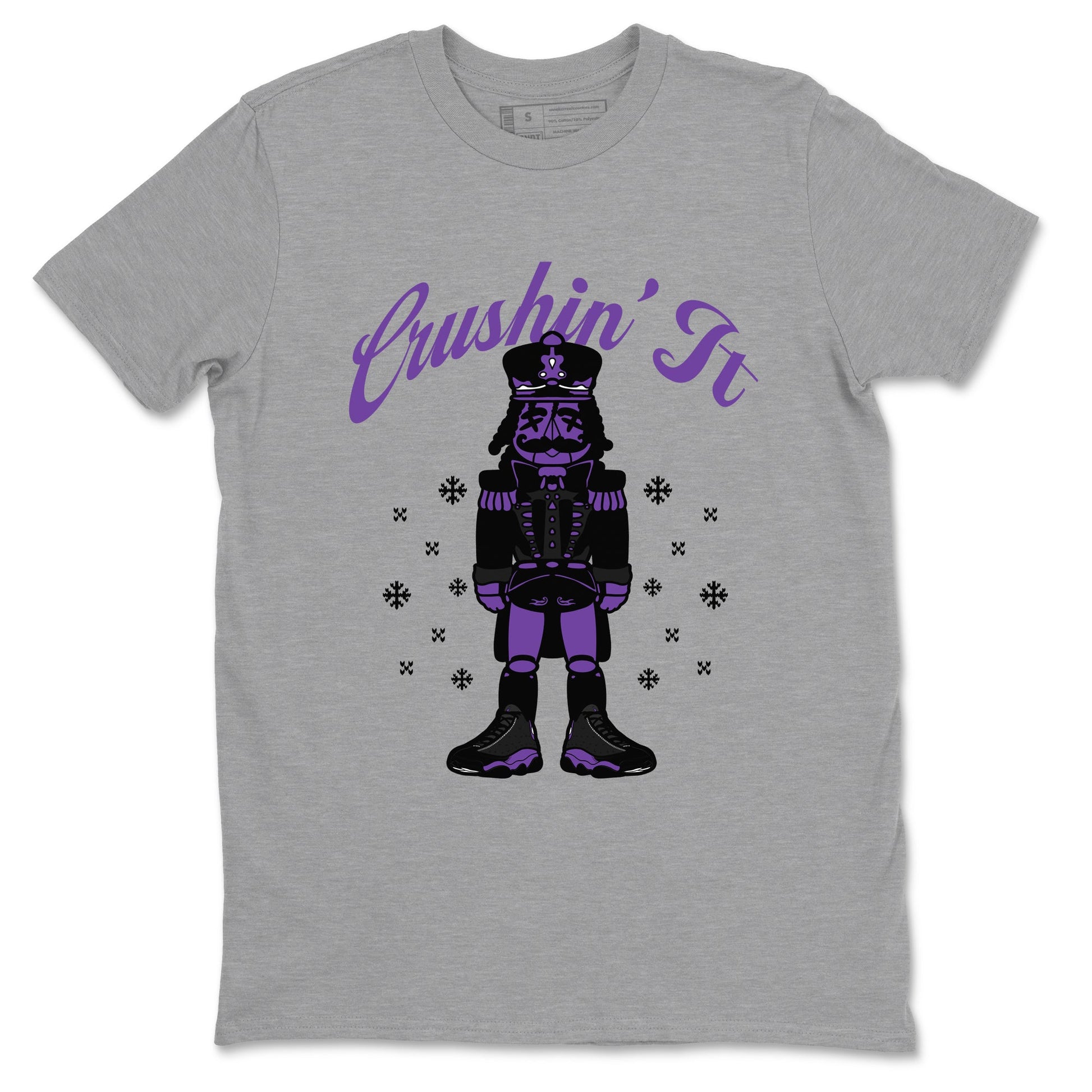 13s Court Purple shirts to match jordans Crushin' It t shirts to match sneakers Air Jordan 13 Retro Court Purple match shoes to clothes SNRT Sneaker Tees unisex cotton Heather Grey 2 shirts