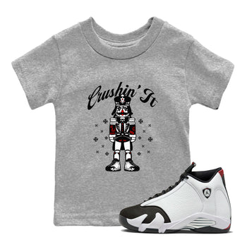 14s Black Toe shirts to match jordans Crushin' It t shirts to match sneakers Air Jordan 14 Retro Black Toe match shoes to clothes SNRT Sneaker Tees Youth Baby Heather Grey 1 tee