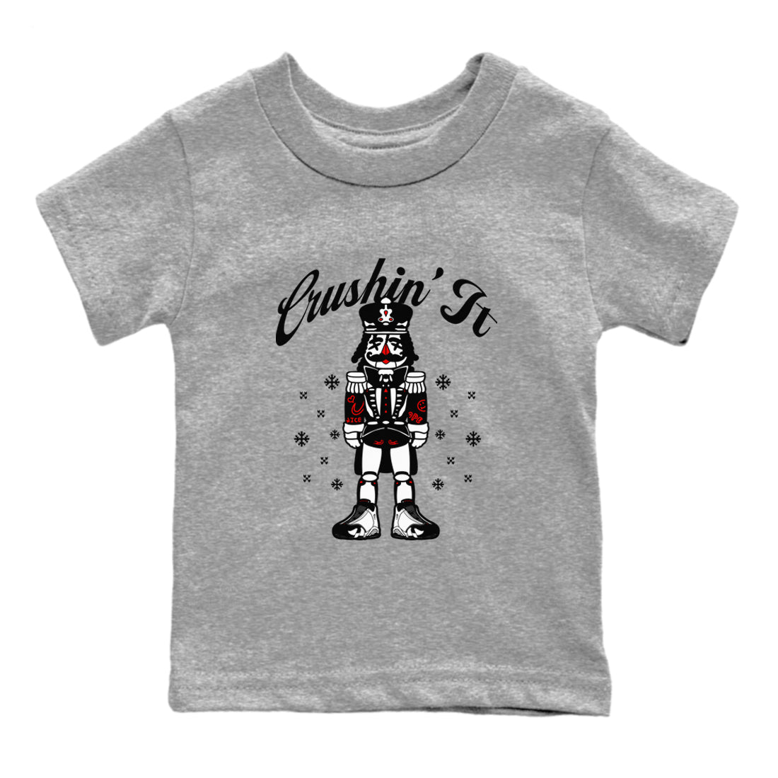 14s Black Toe shirts to match jordans Crushin' It t shirts to match sneakers Air Jordan 14 Retro Black Toe match shoes to clothes SNRT Sneaker Tees Youth Baby Heather Grey 2 tee