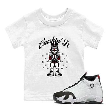 14s Black Toe shirts to match jordans Crushin' It t shirts to match sneakers Air Jordan 14 Retro Black Toe match shoes to clothes SNRT Sneaker Tees Youth Baby White 1 tee