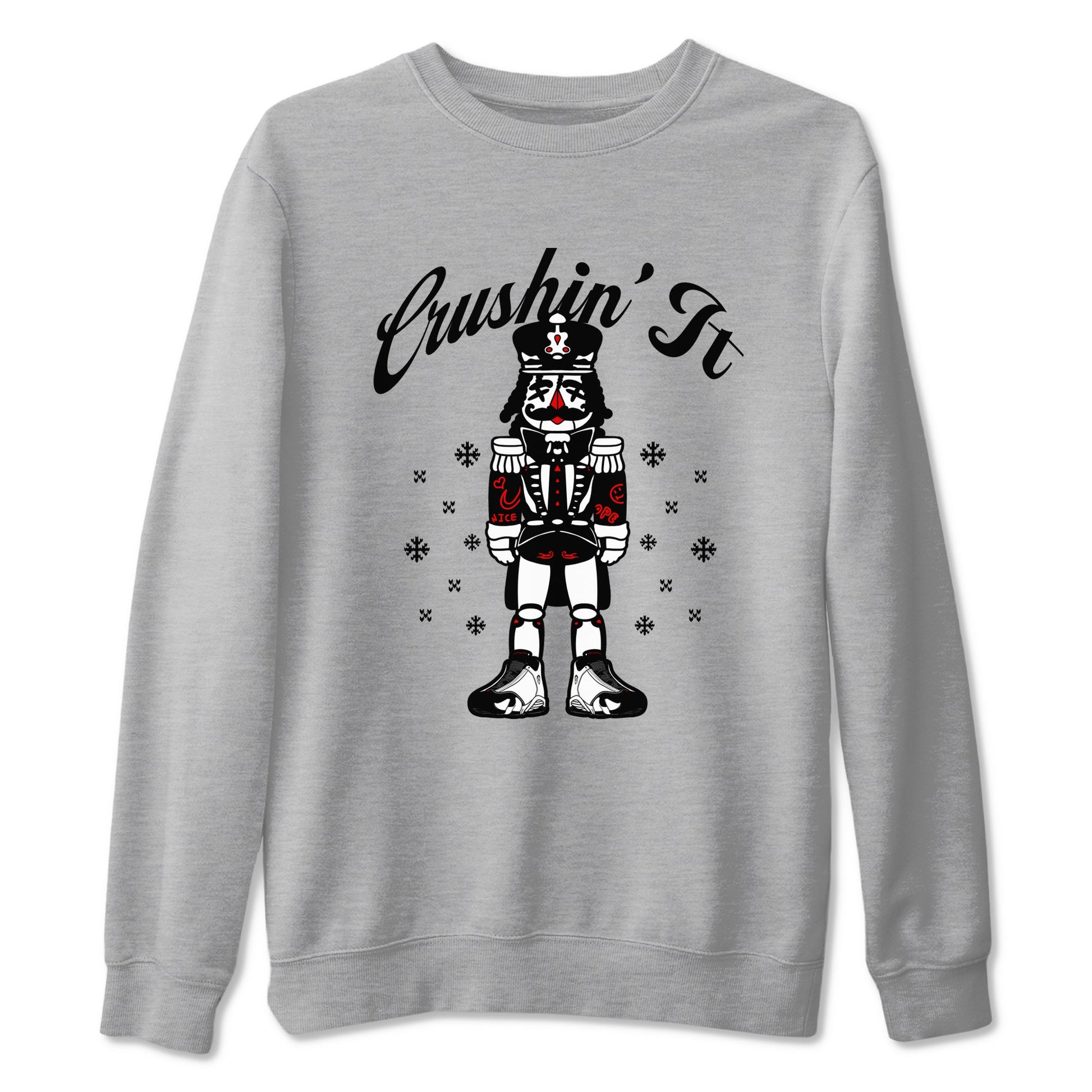 14s Black Toe shirts to match jordans Crushin' It t shirts to match sneakers Air Jordan 14 Retro Black Toe match shoes to clothes SNRT Sneaker Tees unisex cotton Heather Grey 2 shirts
