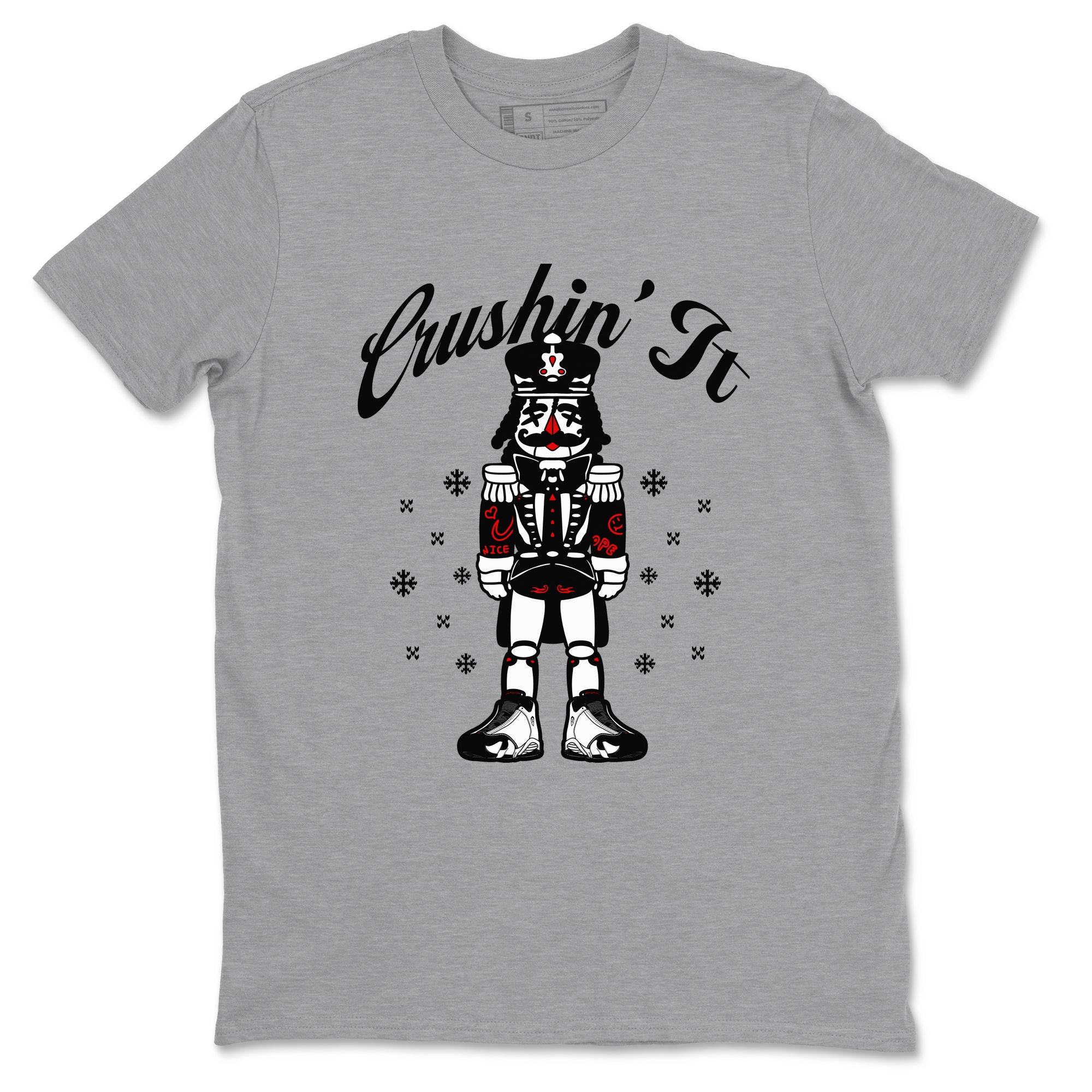 14s Black Toe shirts to match jordans Crushin' It t shirts to match sneakers Air Jordan 14 Retro Black Toe match shoes to clothes SNRT Sneaker Tees unisex cotton Heather Grey 2 shirts