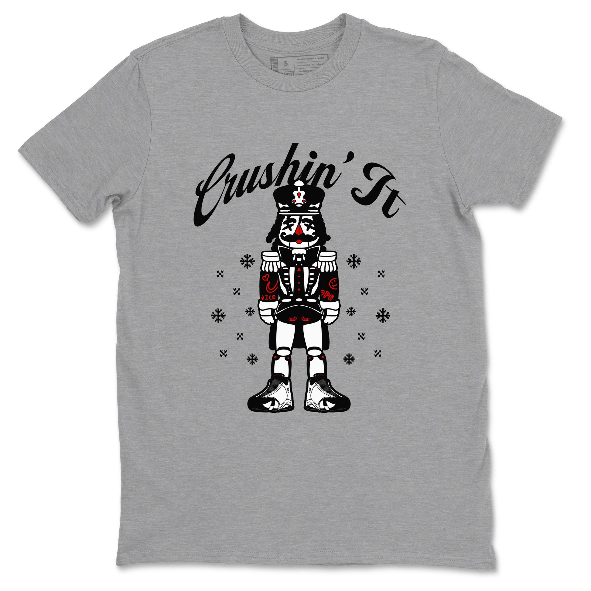 14s Black Toe shirts to match jordans Crushin' It t shirts to match sneakers Air Jordan 14 Retro Black Toe match shoes to clothes SNRT Sneaker Tees unisex cotton Heather Grey 2 shirts