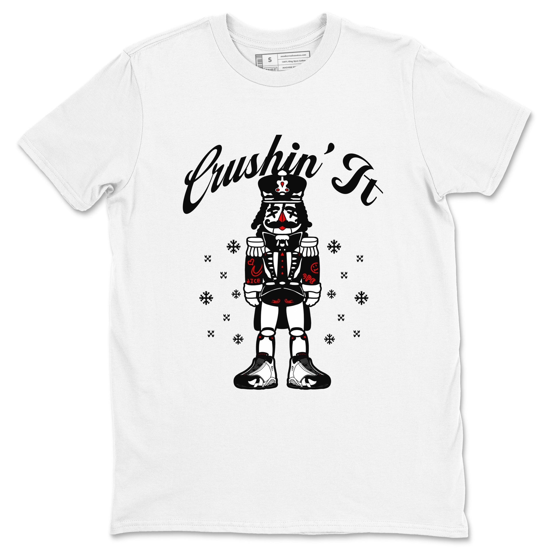 14s Black Toe shirts to match jordans Crushin' It t shirts to match sneakers Air Jordan 14 Retro Black Toe match shoes to clothes SNRT Sneaker Tees unisex cotton White 2 shirts