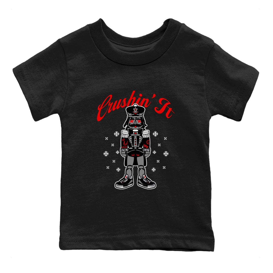 3s Black Cement t shirts to match sneakers Crushin' It Christmas Tee  Jordan 3 Retro Black Cement shirt SNRT Sneaker Tees Youth Baby Black 2 tee