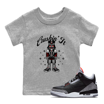 3s Black Cement t shirts to match sneakers Crushin' It Christmas Tee  Jordan 3 Retro Black Cement shirt SNRT Sneaker Tees Youth Baby Heather Grey 1 tee