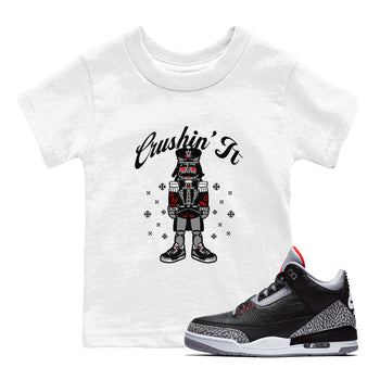 3s Black Cement t shirts to match sneakers Crushin' It Christmas Tee  Jordan 3 Retro Black Cement shirt SNRT Sneaker Tees Youth Baby White 1 tee