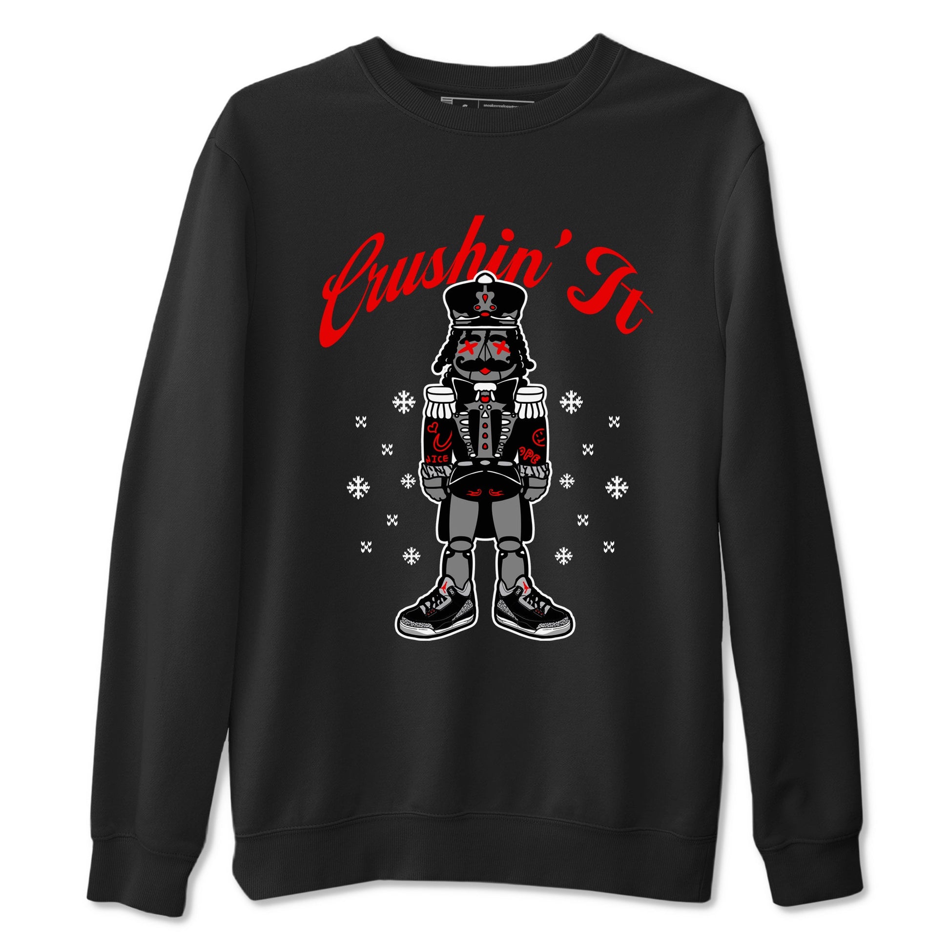 3s Black Cement t shirts to match sneakers Crushin' It Christmas Tee  Jordan 3 Retro Black Cement shirt SNRT Sneaker Tees unisex cotton Black 2 shirts