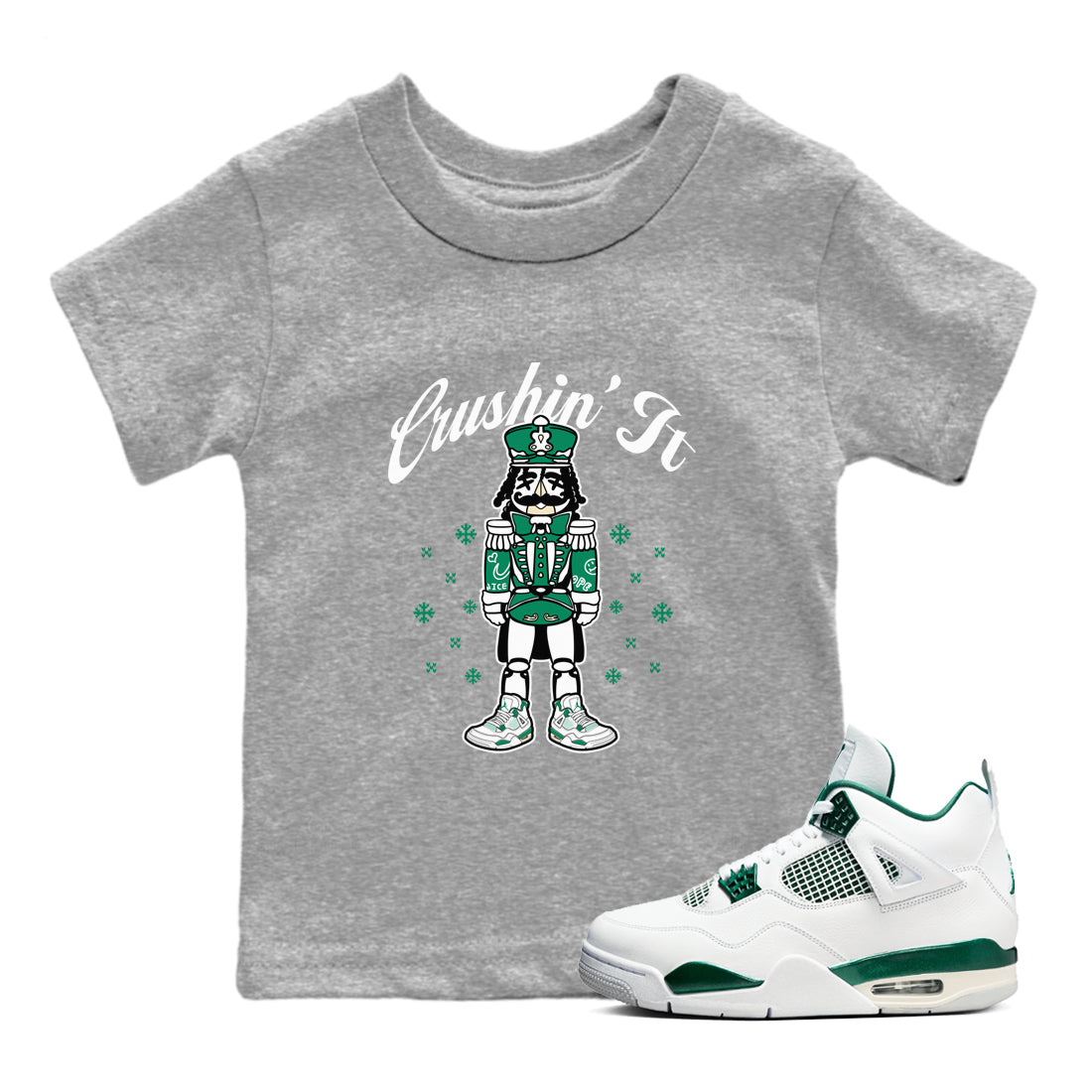 4s Oxidized Green shirts to match jordans Crushin' It t shirts to match sneakers Air Jordan 4 Retro Oxidized Green match shoes to clothes SNRT Sneaker Tees Youth Baby Heather Grey 1 tee