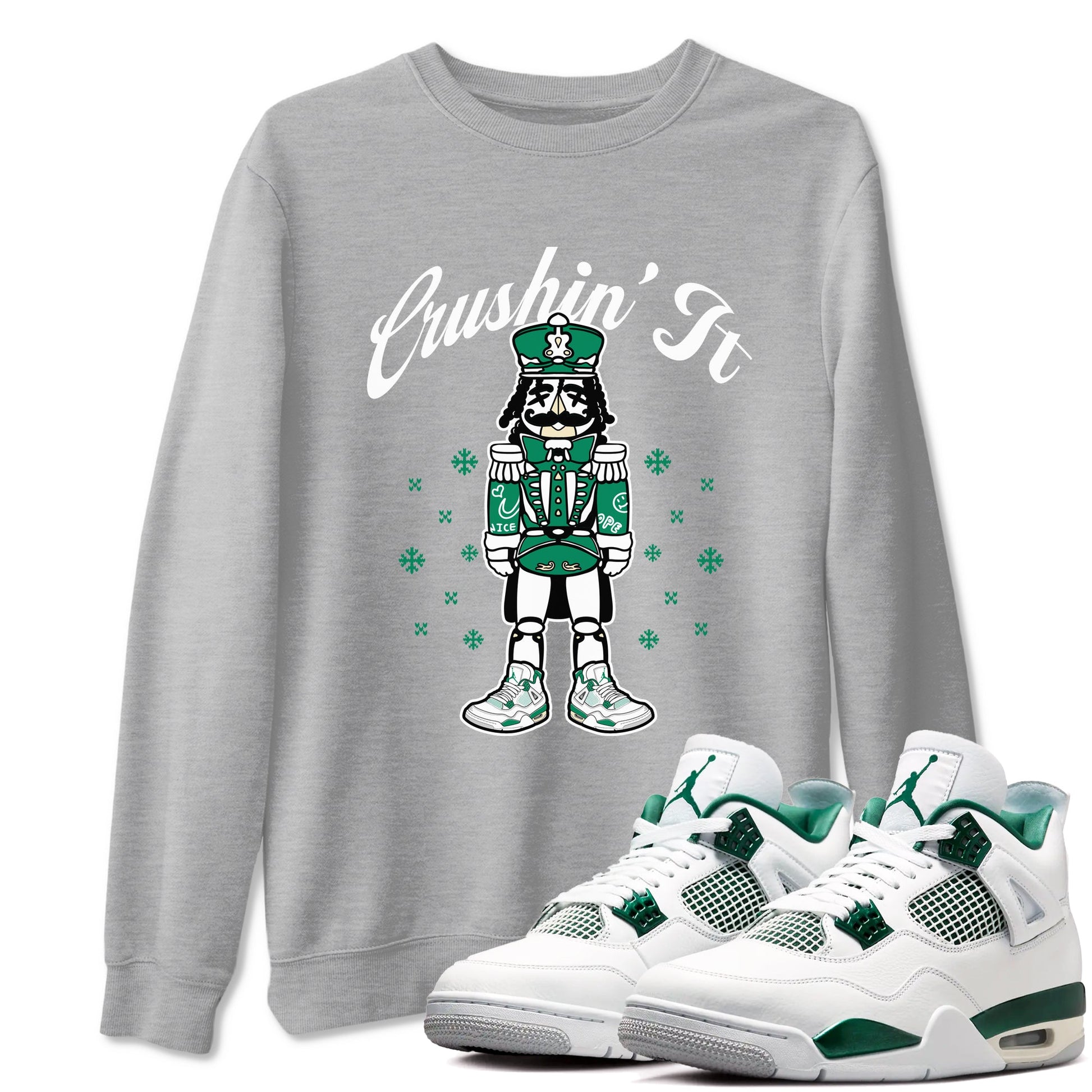 4s Oxidized Green shirts to match jordans Crushin' It t shirts to match sneakers Air Jordan 4 Retro Oxidized Green match shoes to clothes SNRT Sneaker Tees unisex cotton Heather Grey 1 shirts