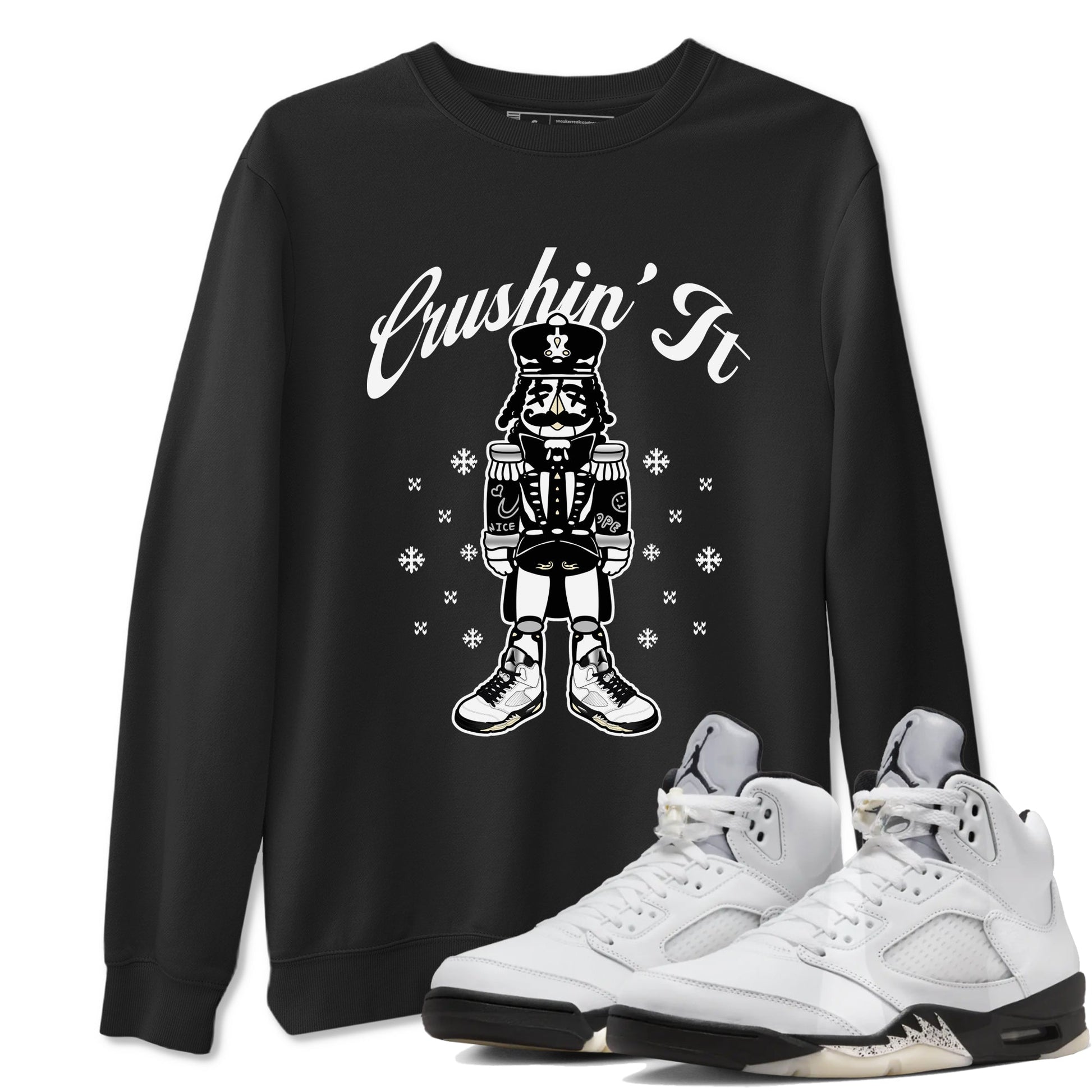 5s White Black shirts to match jordans Crushin' It sneaker match tees Air Jordan 5 Retro White Black match shoes to clothes SNRT Sneaker Tees unisex cotton Black 1 shirts