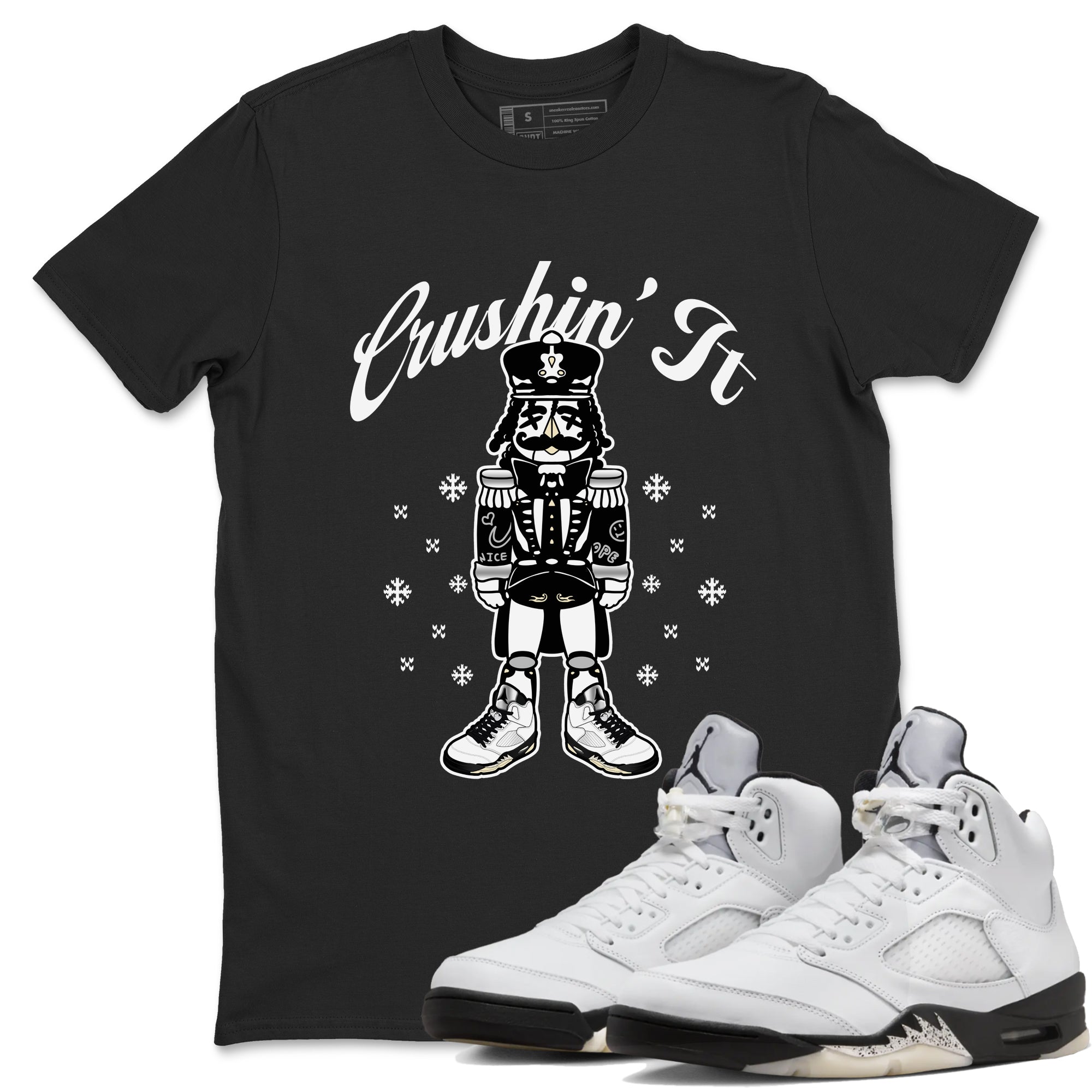 5s White Black shirts to match jordans Crushin' It sneaker match tees Air Jordan 5 Retro White Black match shoes to clothes SNRT Sneaker Tees unisex cotton Black 1 shirts
