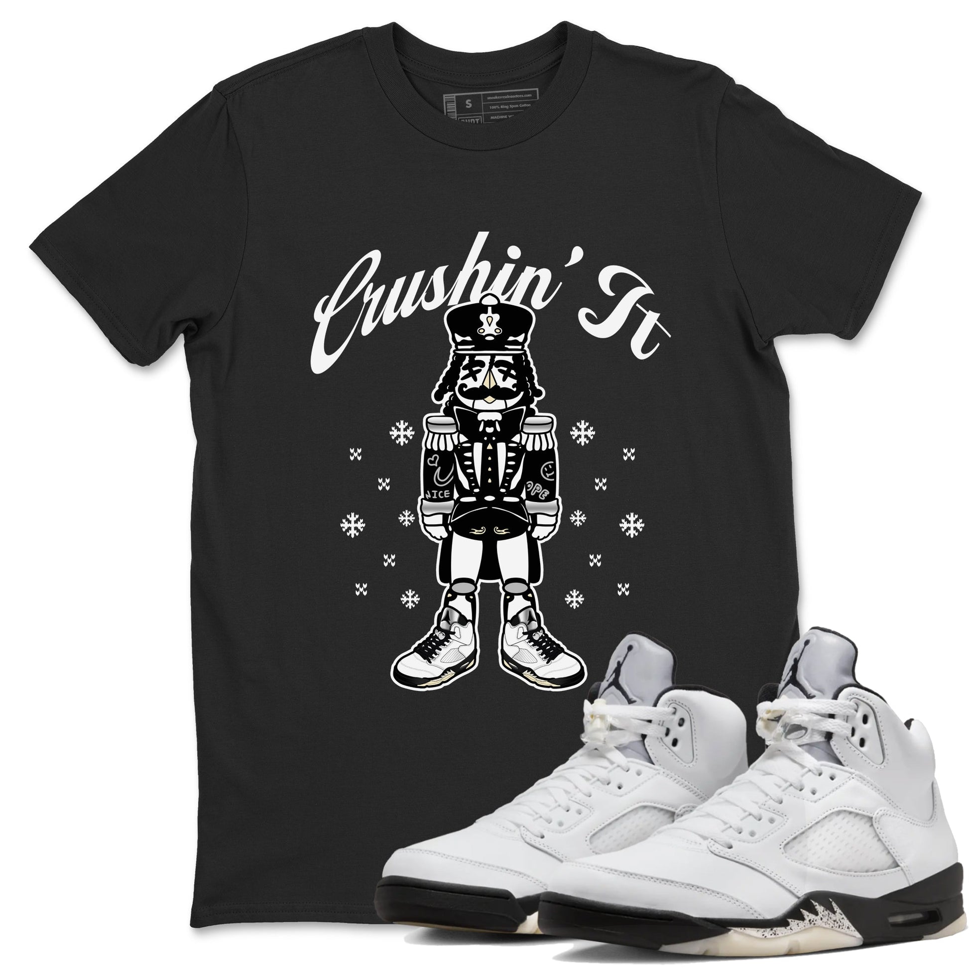 5s White Black shirts to match jordans Crushin' It sneaker match tees Air Jordan 5 Retro White Black match shoes to clothes SNRT Sneaker Tees unisex cotton Black 1 shirts