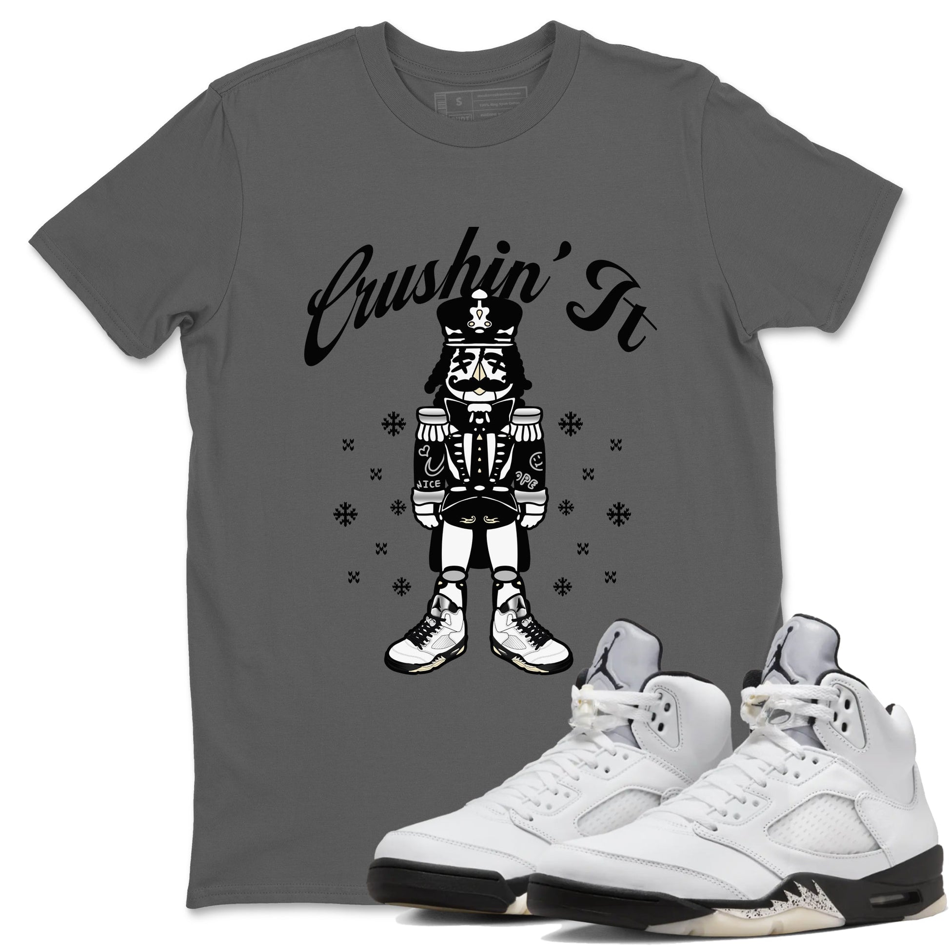 5s White Black shirts to match jordans Crushin' It sneaker match tees Air Jordan 5 Retro White Black match shoes to clothes SNRT Sneaker Tees unisex cotton Cool Grey 1 shirts