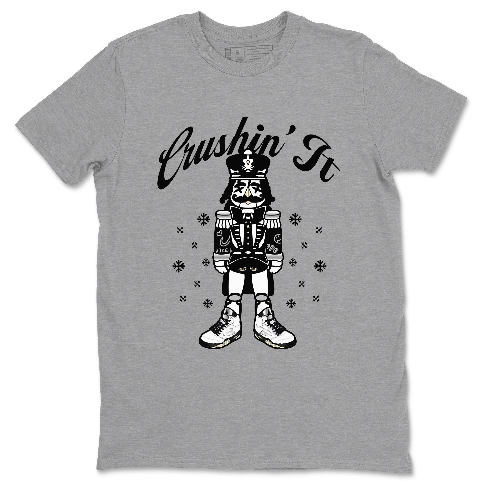 5s White Black shirts to match jordans Crushin' It sneaker match tees Air Jordan 5 Retro White Black match shoes to clothes SNRT Sneaker Tees unisex cotton Heather Grey 2 shirts