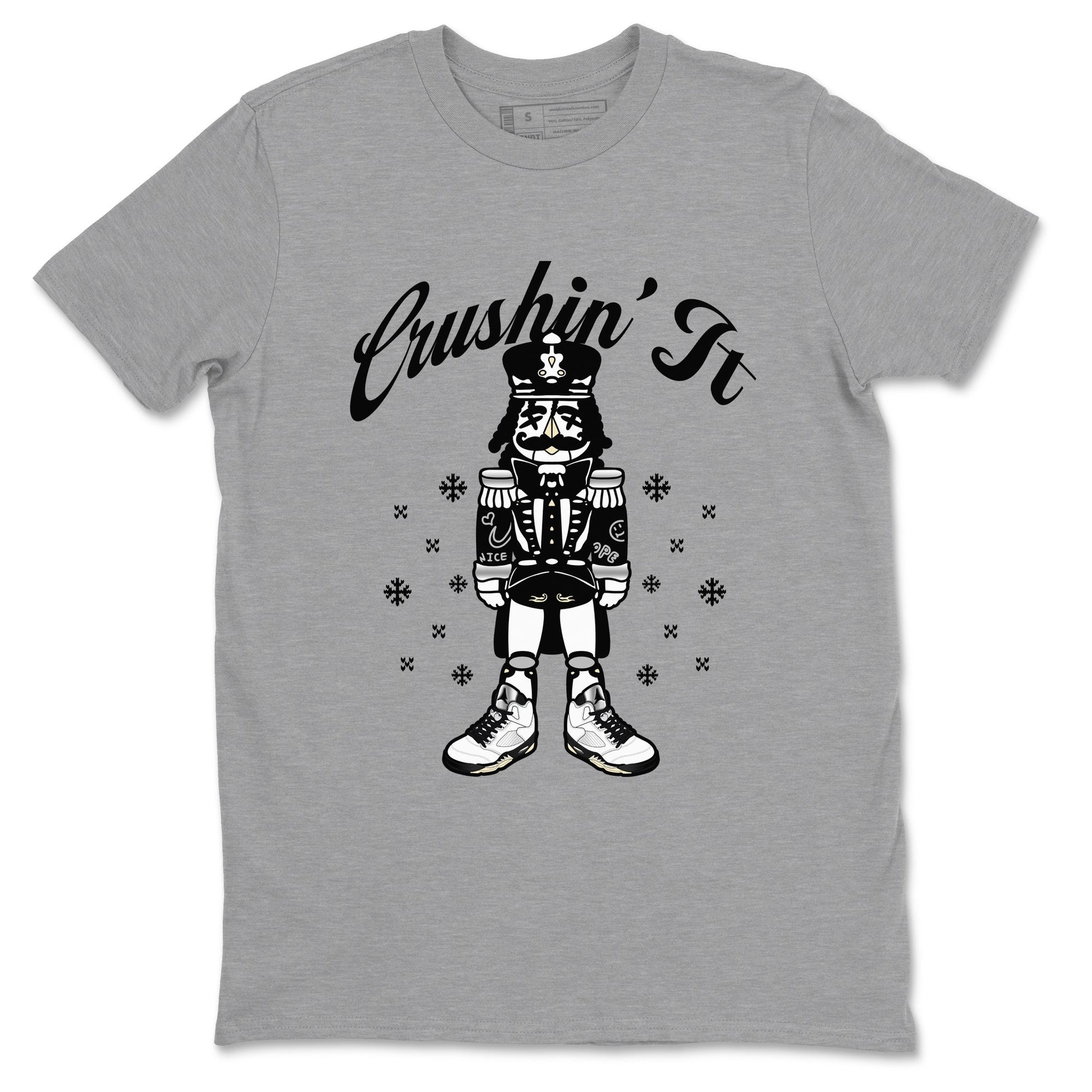 5s White Black shirts to match jordans Crushin' It sneaker match tees Air Jordan 5 Retro White Black match shoes to clothes SNRT Sneaker Tees unisex cotton Heather Grey 2 shirts