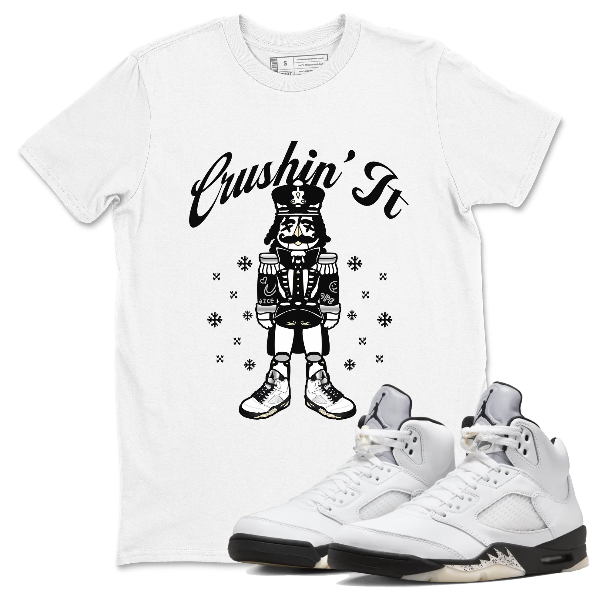 5s White Black shirts to match jordans Crushin' It sneaker match tees Air Jordan 5 Retro White Black match shoes to clothes SNRT Sneaker Tees unisex cotton White 1 shirts