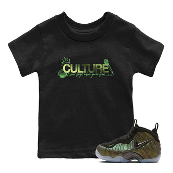 Best Christmas gifts for sneakerheads - Sneaker Tees To Match Air Foamposite One Pine Green Sneakers – Culture Kids T-Shirt Black 1