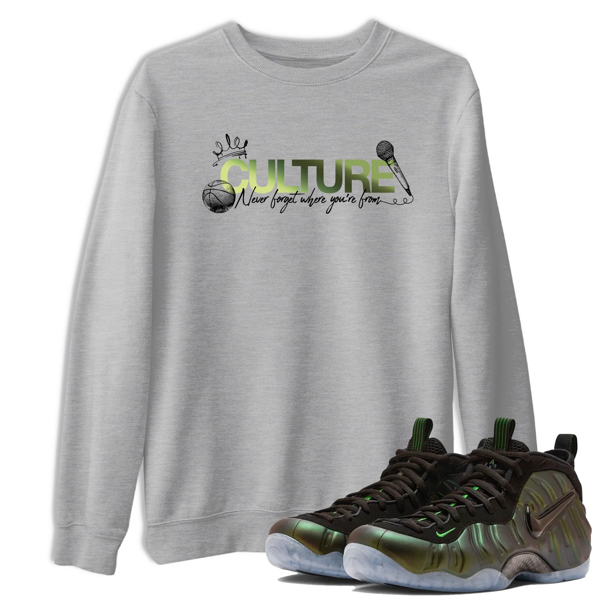 Best Christmas gifts for sneakerheads - Sneaker Tees To Match Air Foamposite One Pine Green Sneakers – Culture Tee Heather Grey 1