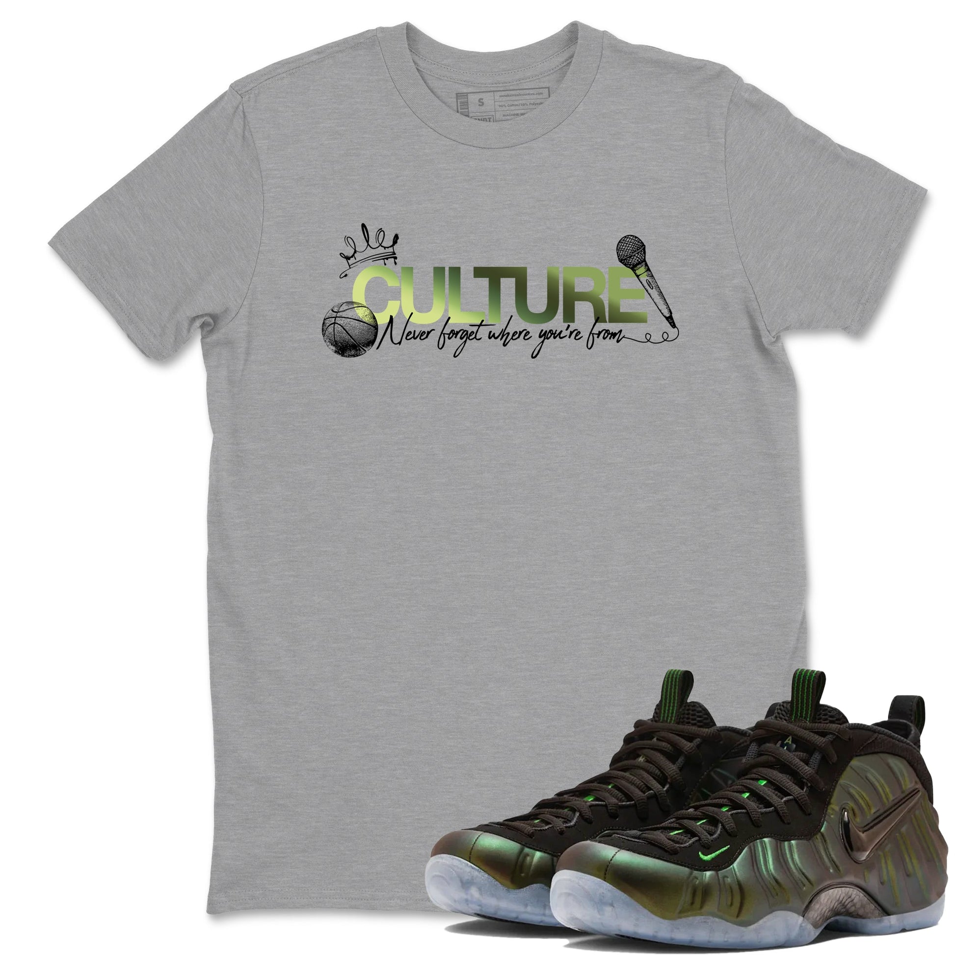 Best Christmas gifts for sneakerheads - Sneaker Tees To Match Air Foamposite One Pine Green Sneakers – Culture Tee Heather Grey 1