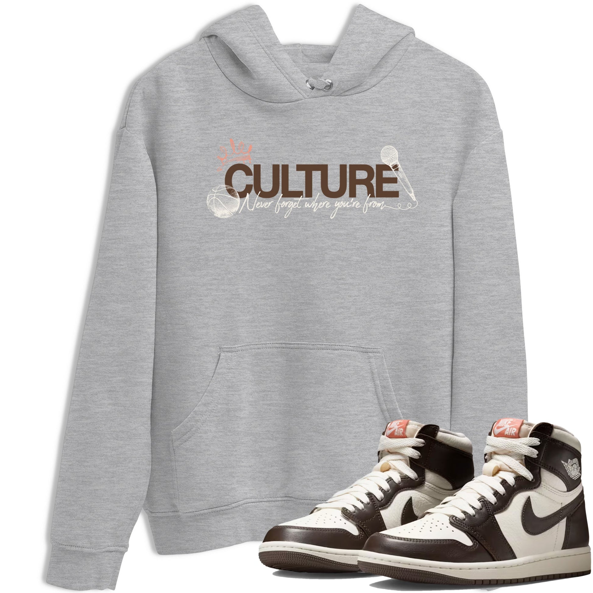 Sneaker match tees – Sneaker Tees To Match Air Jordan 1 Baroque Brown Shoes – Culture Tee Heather Grey 1