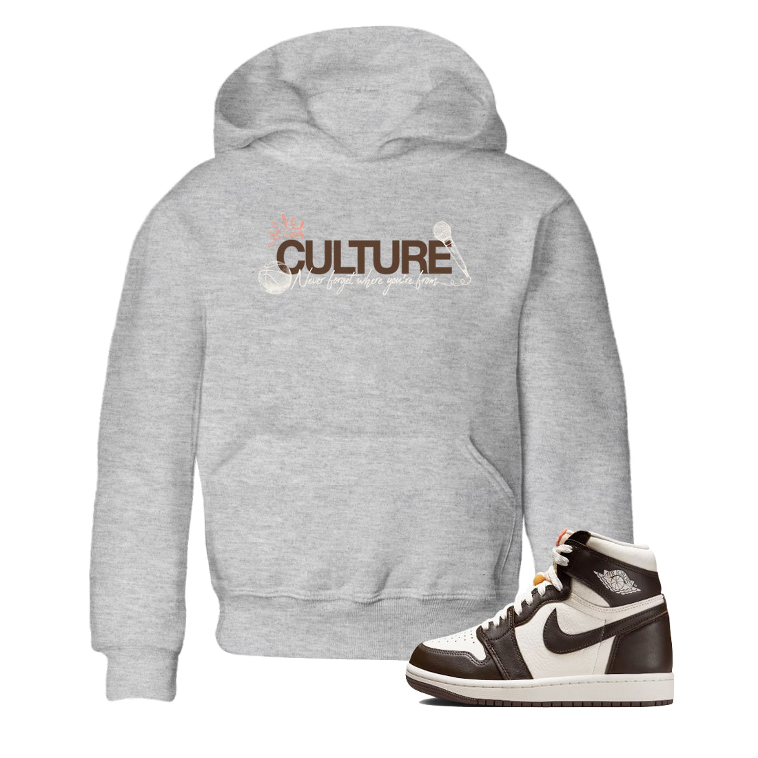 Sneaker match tees – Sneaker Tees To Match Air Jordan 1 Baroque Brown Shoes – Culture Kids T-Shirt Heather Grey 1