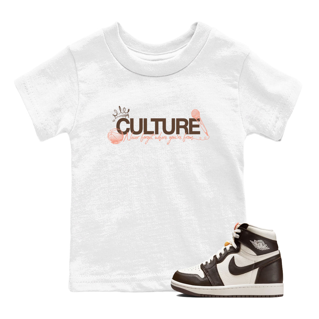 Sneaker match tees – Sneaker Tees To Match Air Jordan 1 Baroque Brown Shoes – Culture Kids T-Shirt White 1