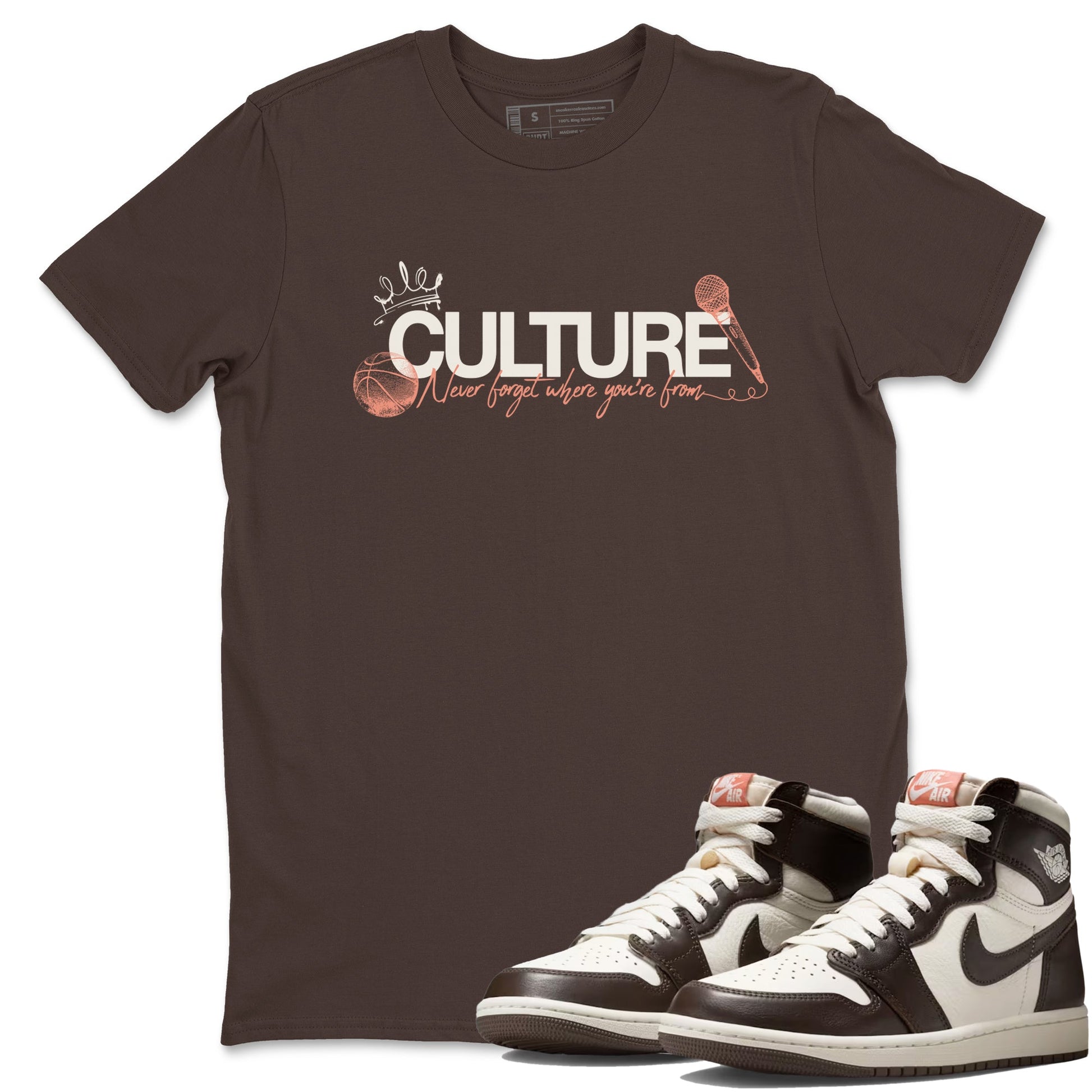 Sneaker match tees – Sneaker Tees To Match Air Jordan 1 Baroque Brown Shoes – Culture Tee Dark Chocolate 1