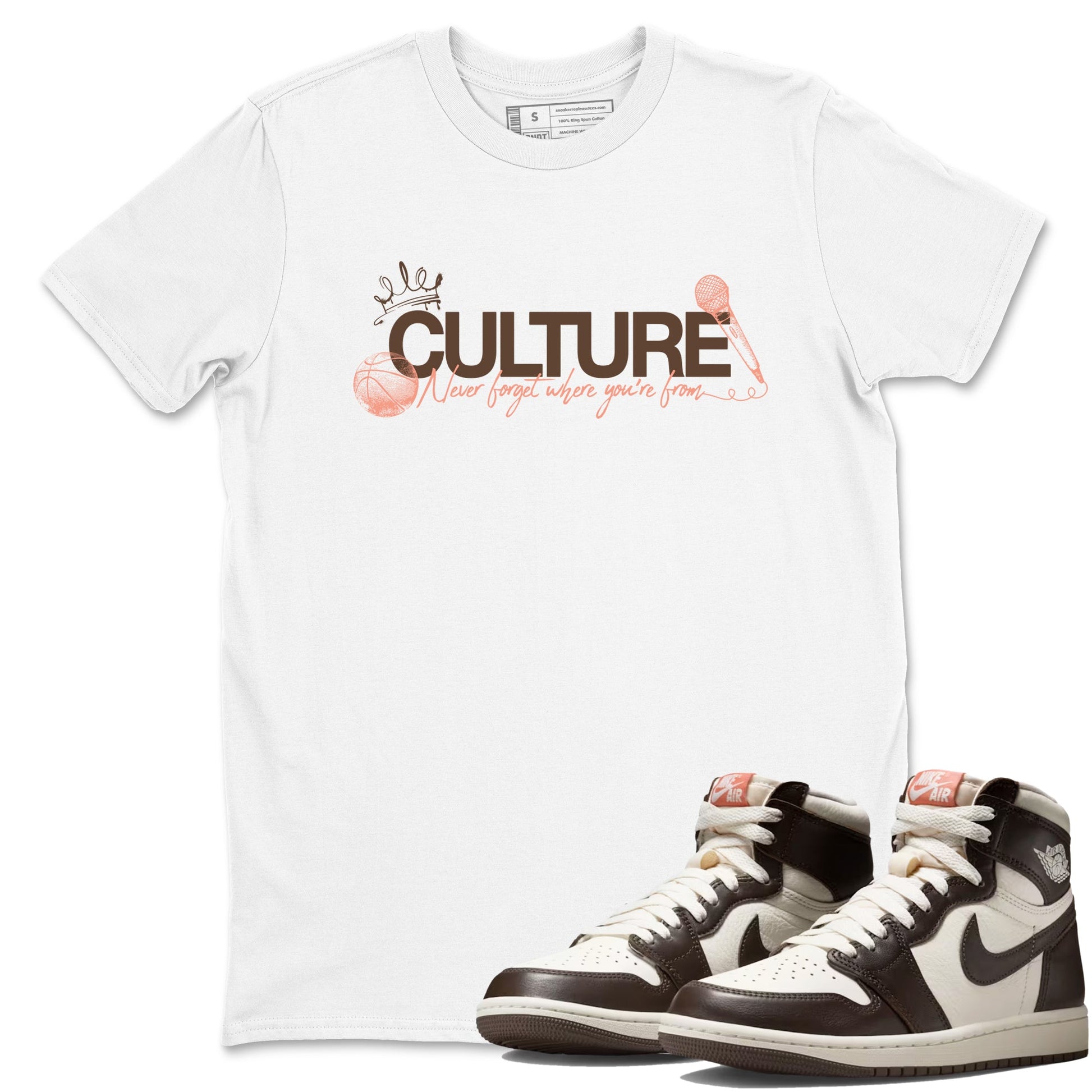 Sneaker match tees – Sneaker Tees To Match Air Jordan 1 Baroque Brown Shoes – Culture Tee White 1