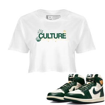 Sneaker Threads – Sneaker Tees To Match Air Jordan 1 Pro Green – Culture Crop Tee White 1. Perfect for Jordan releases 2025 colorways.